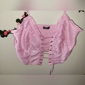 Pink tie front shirt! Never worn!